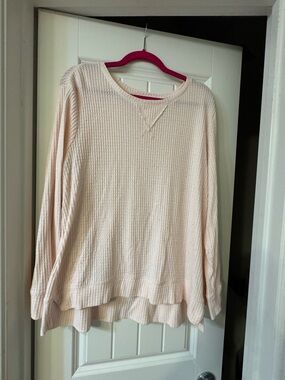GreenTea Light Pink Knit Top with Subtle Texture